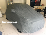2021 on All Electric FIAT 500e STORMFORCE car cover for outdoor use.